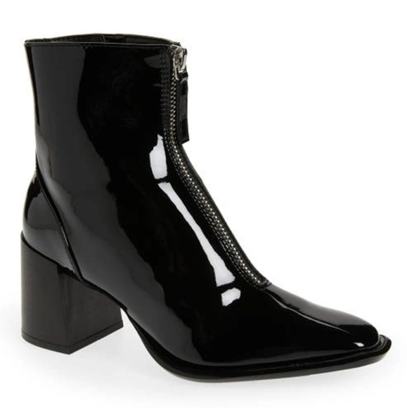 Open Edit Shoes - Nordstrom Open Edit Chloe Zip Boots Black Vegan Patent Leather Chunky Sq…